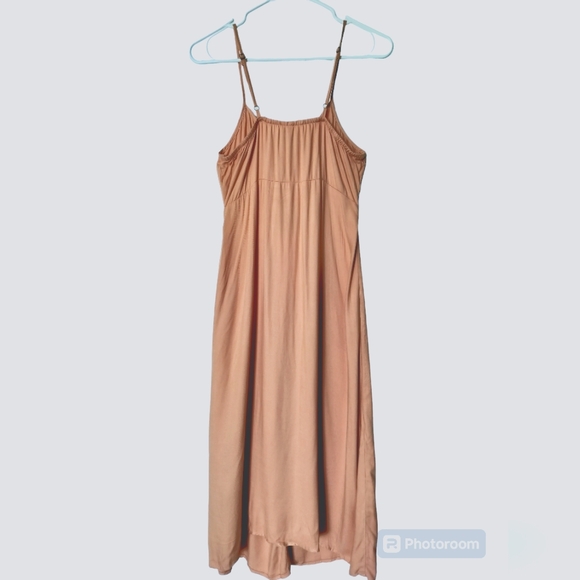 New Mimi Chica tan casual midi dress tie front button down size M - Picture 6 of 13